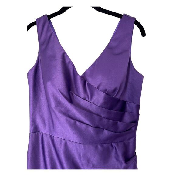 Mingda's Dress Purple Sleeveless Ruched V-Neck Prom Formal Special Occasion - Picture 2 of 15